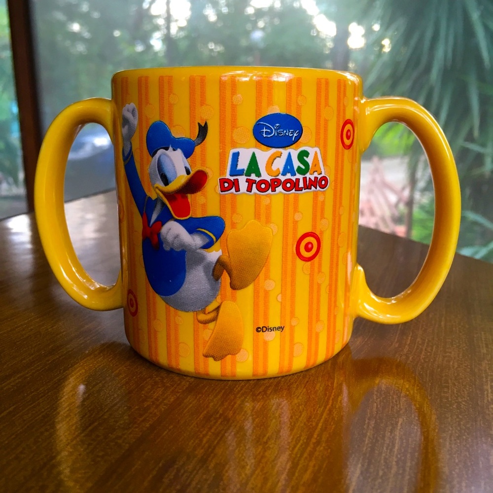 Vtg double handled Italian Disney Donald Duck Mug